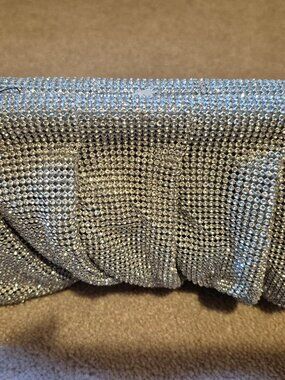 Shiny Silver Rhinestone Evening Purse with silver shoulder chain